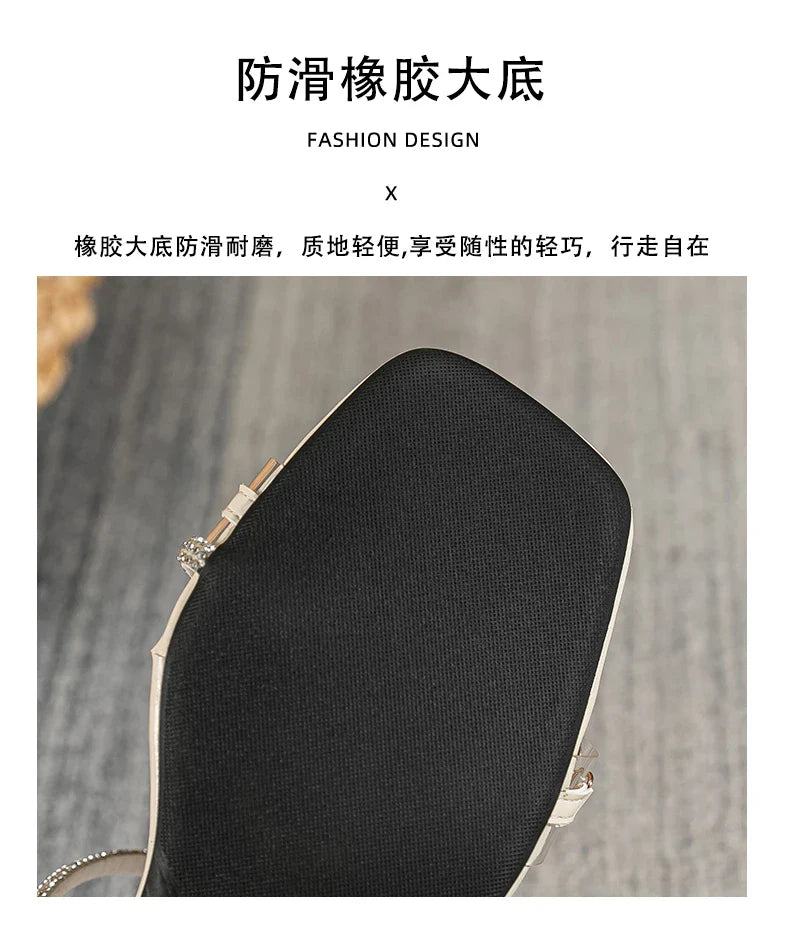 summer new women's slippers outdoor sandals casual flat shoes Stylish metal design Korean style office wear Large size 43