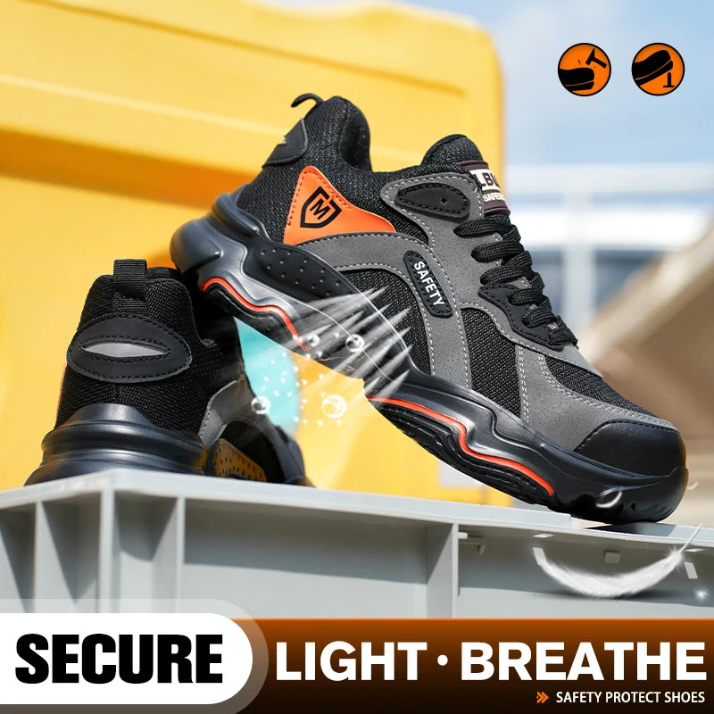 Safety Shoes Anti-smash Steel Toe Boots All-Season Casual Footwear Breathable Indestructible Shoes for Warehouse Logistics Work