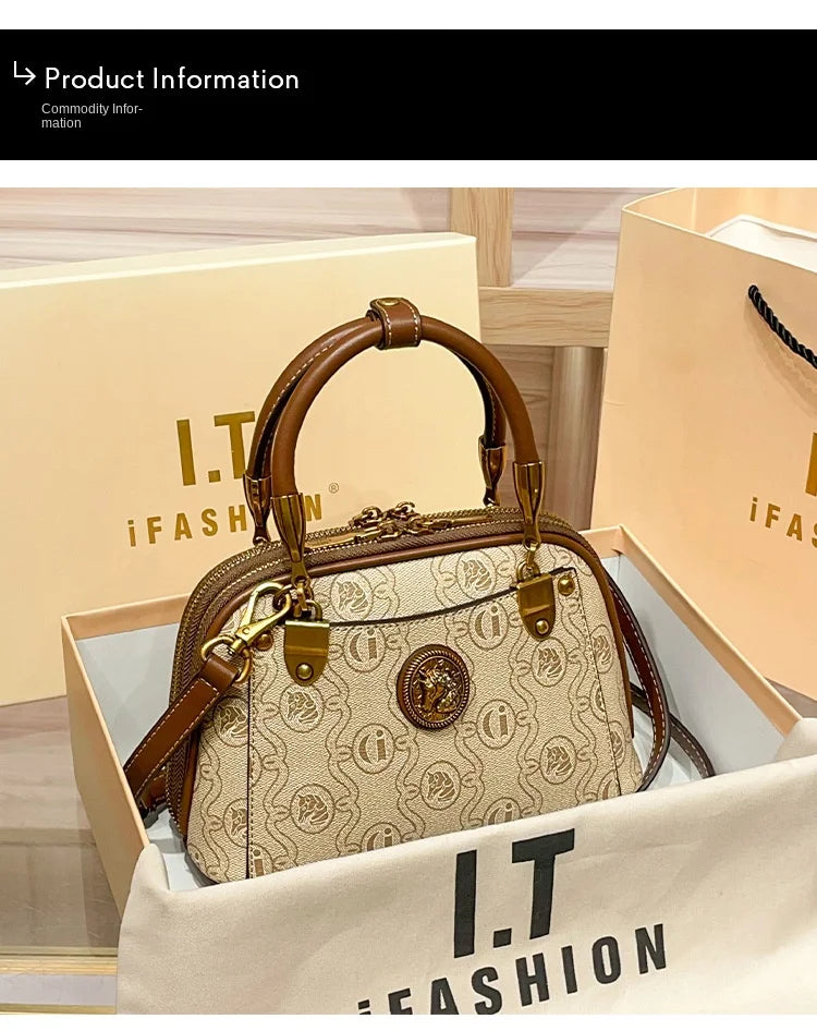 Light luxury brand women's handbag 2025 new retro versatile high-end lightweight single shoulder crossbody bag shell bag