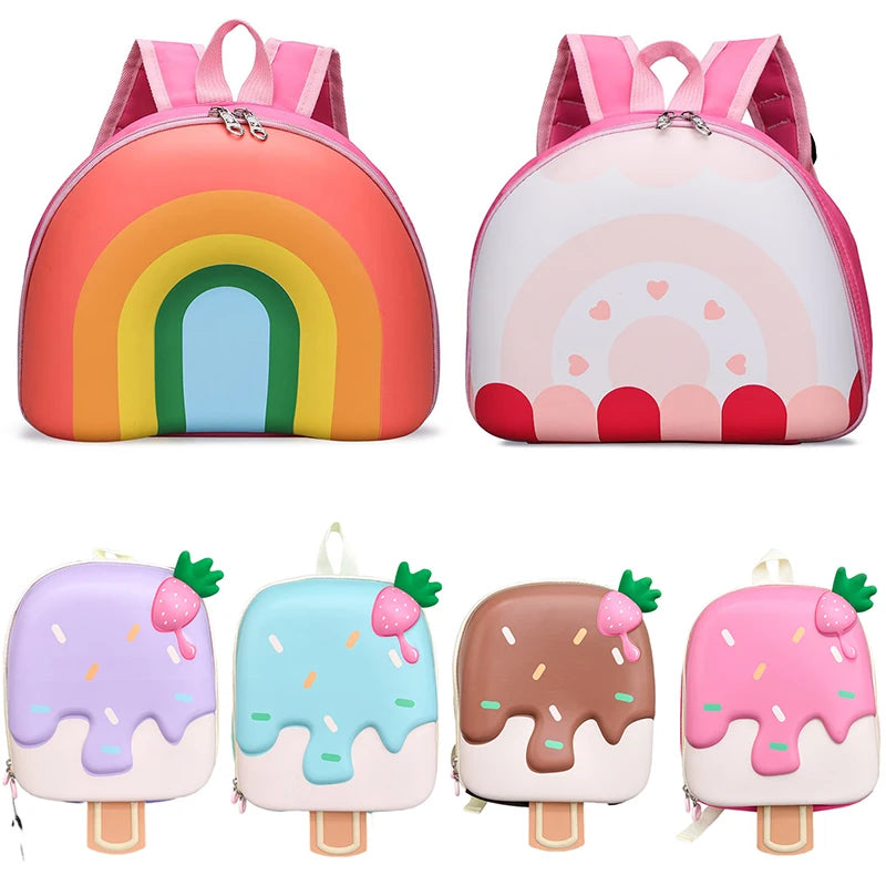 2024 New Korean Version Ice cream Shape Children's Backpack Kindergarten Schoolbag 3-5 Years Old Boys Girls Cute Children Bag
