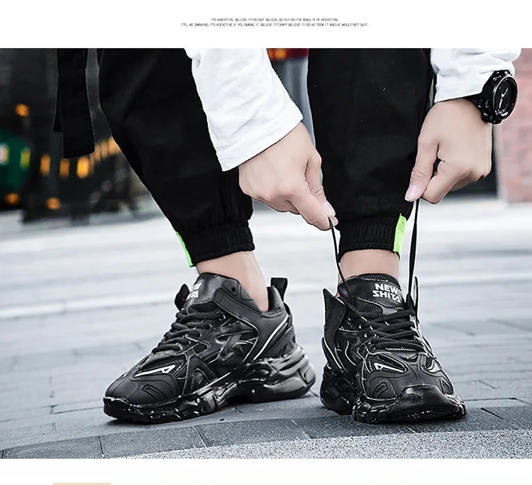 VIPOL Men's fashionable and versatile casual sports shoes, couple white sneakers, thick-soled height-increasing trendy shoes