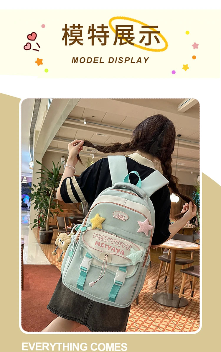 School Bags For Girls Japanese Style Kawaii For Large New Nylon Shoulder Bag Backpack School Set For Kinder Girl Kids Schoolbags