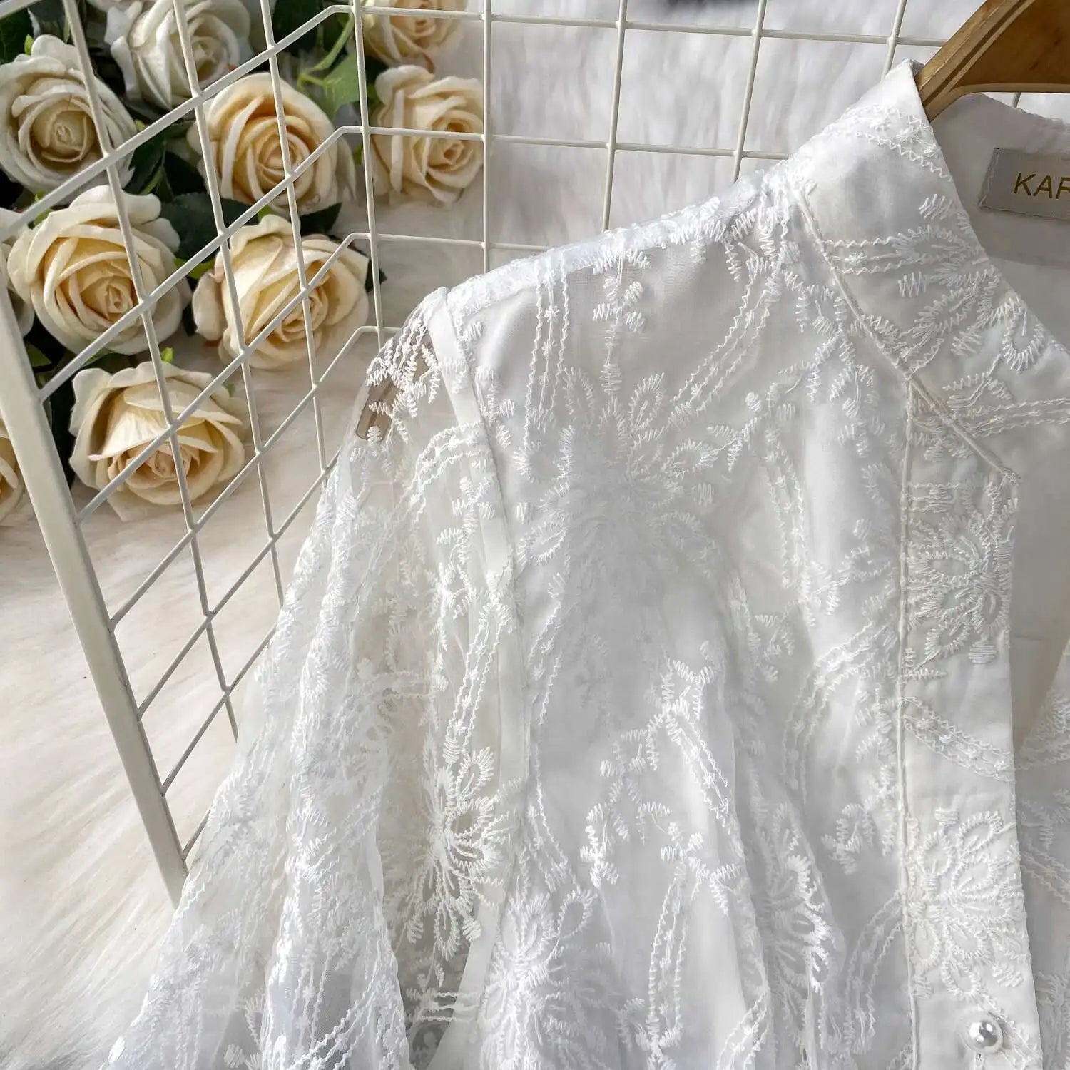 Autumn Embroidery Formal Evening Luxury Dress For Women Long Sleeve Crochet Lace Summer Dresses Single Breasted Party Vestidos