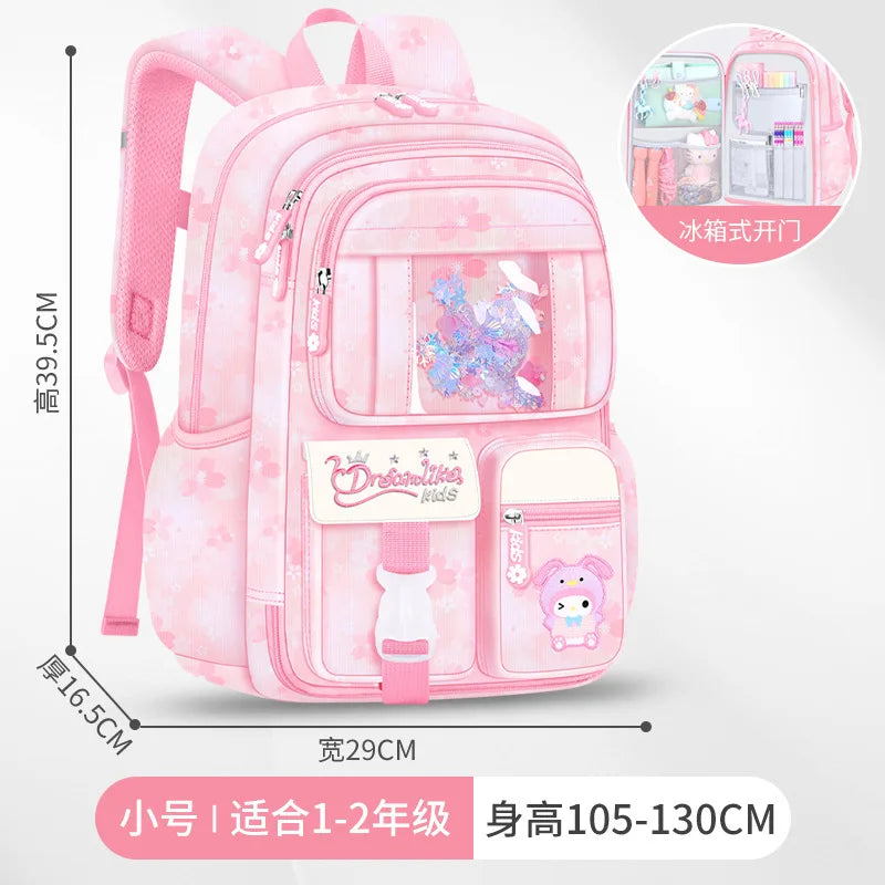 My Melody Kuromi Sanrios Backpack Student Bag Girl Cartoon Kawaii Anime Breathable Super Light Large Capacity Child School Bag