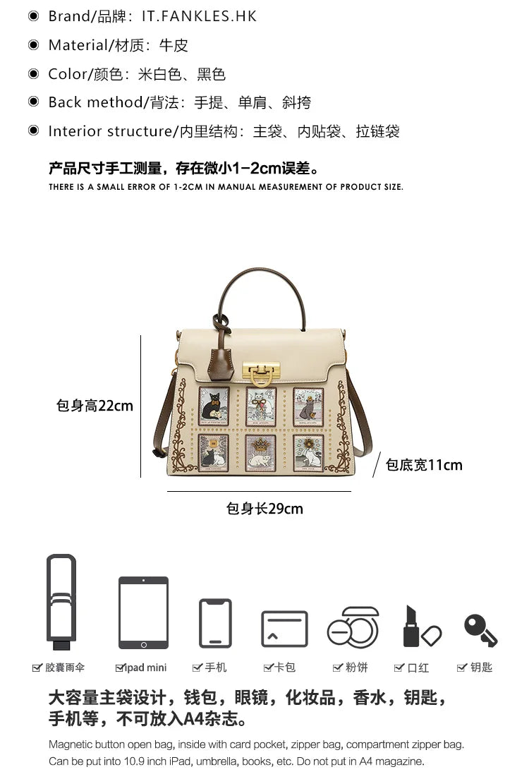 Women's handbag brand handbag 2025 new light luxury high-end designer retro crossbody shoulder bag