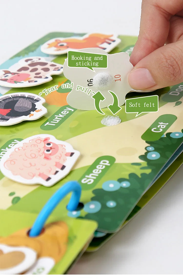 Early Education Puzzle Enlightenment Busy Book, Multiple Themes of Cognitive Tear-Off Toy Book, Early Development of Concentration and Hand-Eye Coordination