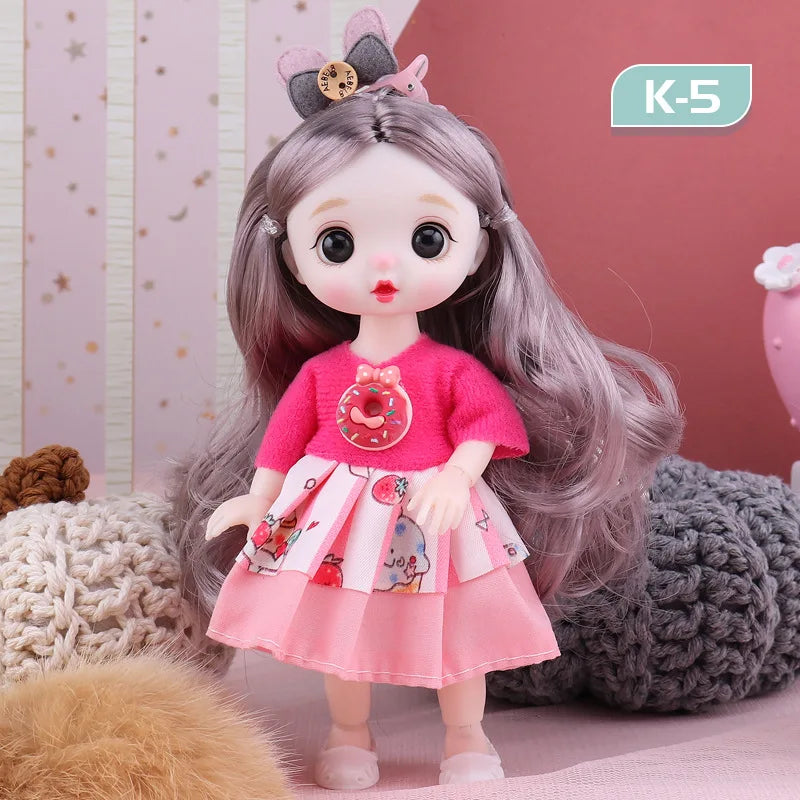 13 Movable Joints Cute Face Realistic Big 17cm BJD Doll Eyeball And Fashion Clothes Suit With Shoes Lolita Princess Doll Toy