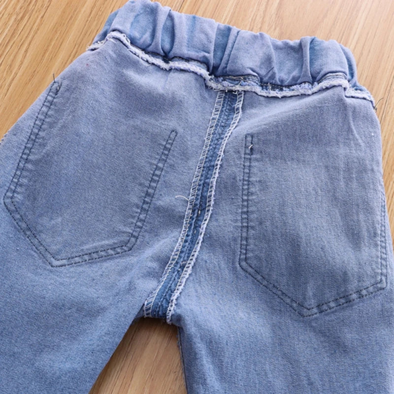 Kids Girls Children Jeans Autumn Spring Cute Bowknot Long Pants Fashion Casual Trousers Baby Girls Denim Pants