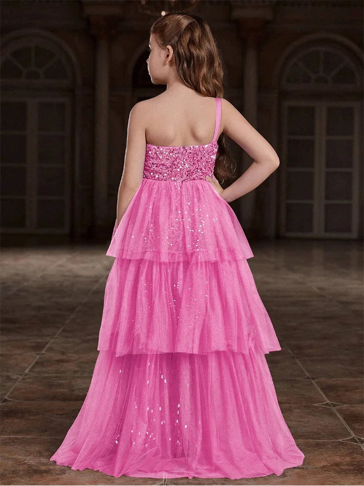 Girls Birthday Party Evening Dress Wedding Banquet Luxury Flower Girl Mesh Evening Dress Girl Stage Evening Dress Prom Gown