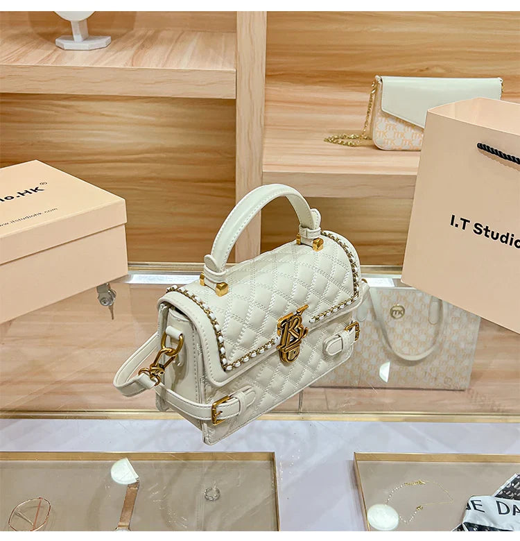 Women's handbag genuine leather carrying small square bag 2024 new high-end designer spring/summer crossbody shoulder bag