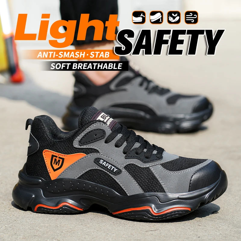 Safety Shoes Anti-smash Steel Toe Boots All-Season Casual Footwear Breathable Indestructible Shoes for Warehouse Logistics Work