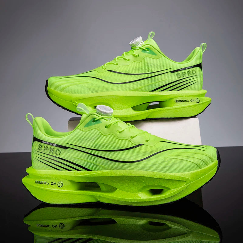 Men Running Shoes Carbon Plate Speciality Marathon Sports Breathable Lightweight Women's Comfortable Nonskid Leisure Sneakers