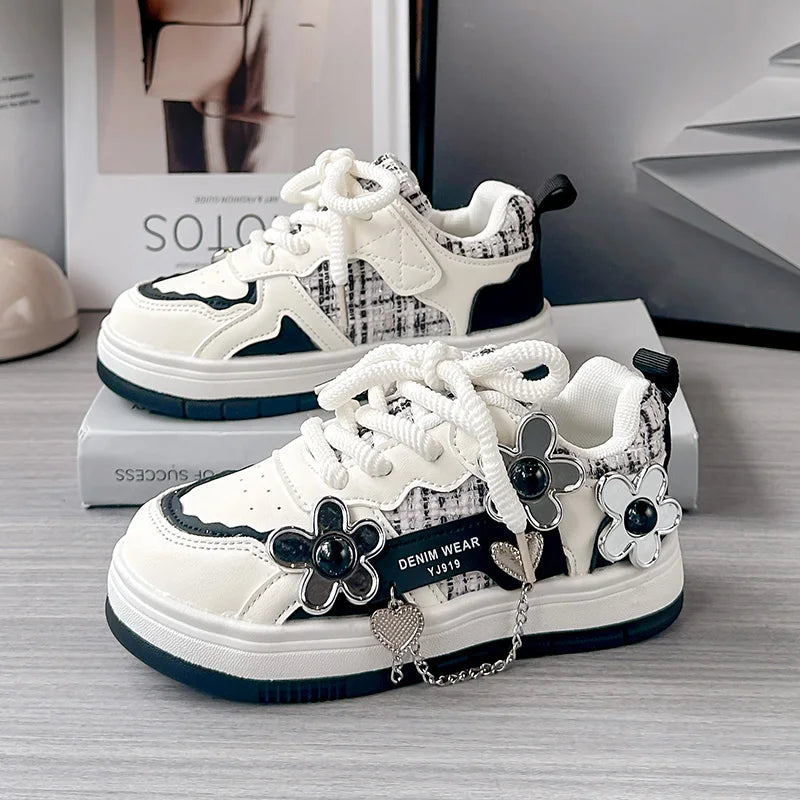 Pink Star Girls Sneaker Children Shoes Thick Sole Autumn Luxury Kids Casual Sneaker Comfortable Cute Sports Shoes for Girls