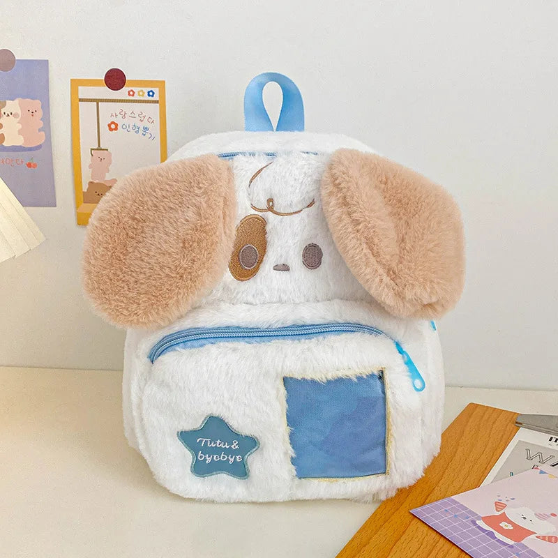 Cute Niche Backpack Girl School Student Sweet Girl Schoolbag Plush Puppy Cat Children's Backpack