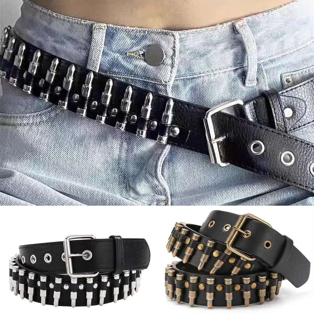 Rivet Hollow Bullet Decoration Belt Goth Rock Hardware Jeans Belt Y2K Waistband Designer Belt Women Jeans Punk Black Belts