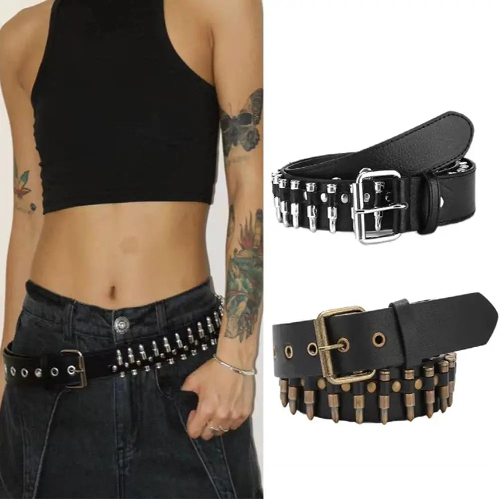 Rivet Hollow Bullet Decoration Belt Goth Rock Hardware Jeans Belt Y2K Waistband Designer Belt Women Jeans Punk Black Belts