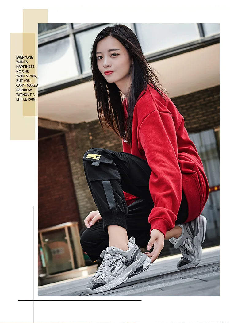 VIPOL Men's fashionable and versatile casual sports shoes, couple white sneakers, thick-soled height-increasing trendy shoes