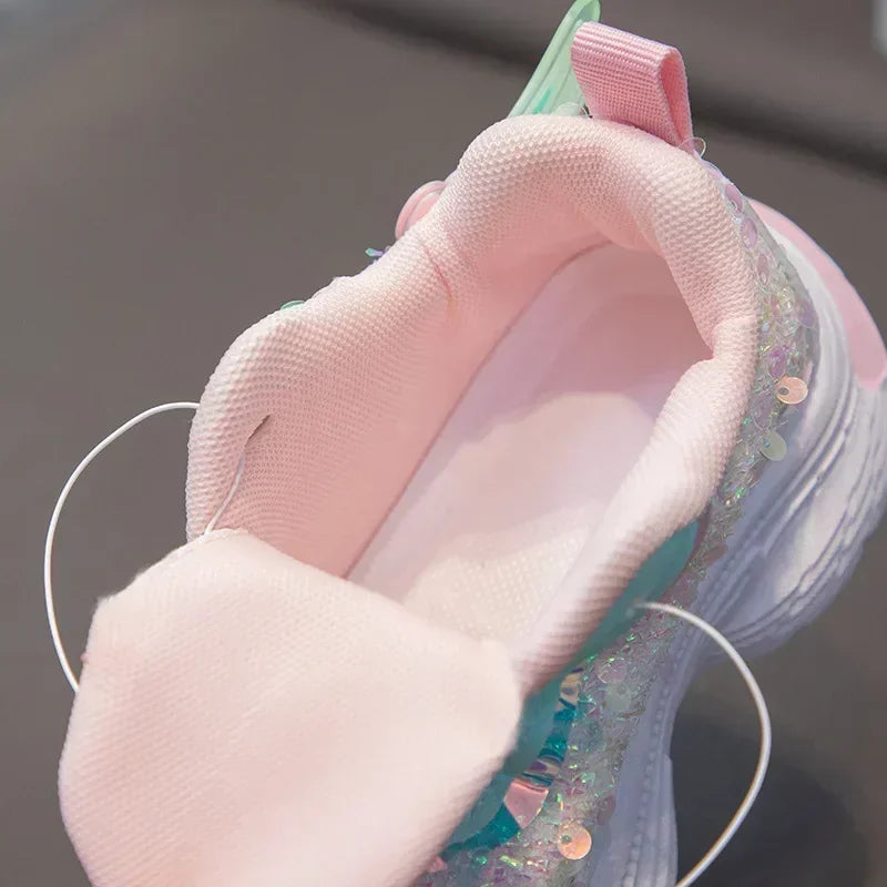 Sanrio Kawaii Kuromi Casual Shoes Baby Girls Children's Led Light Sneakers Cartoon Spring New Nonslip Sports Shoes Luminous Shoe