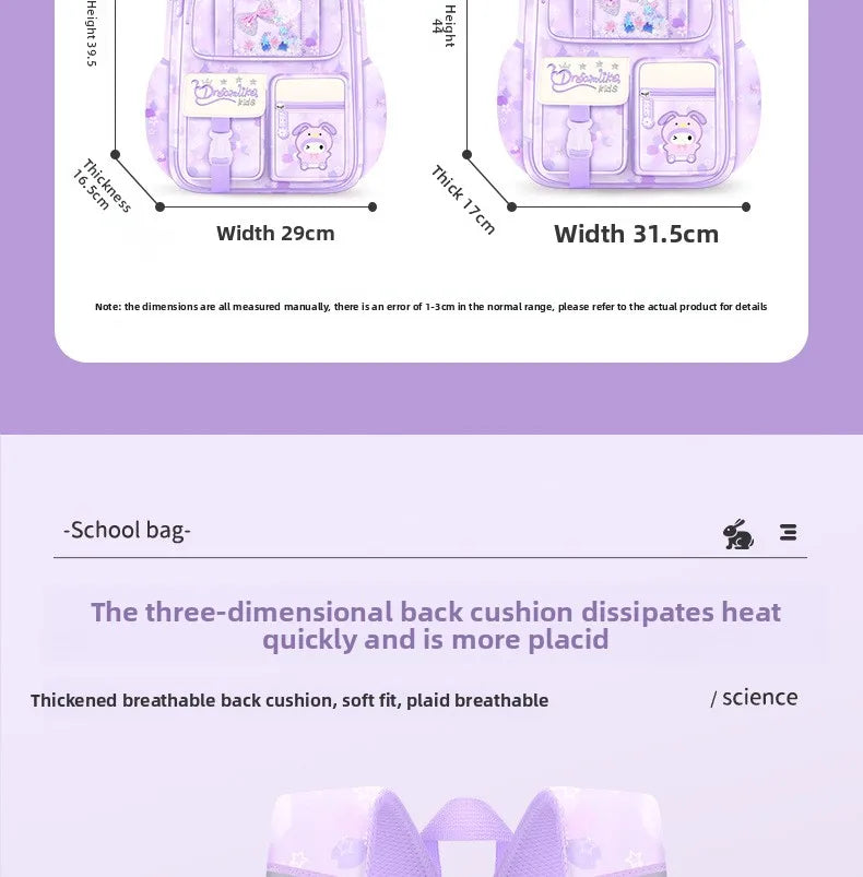 My Melody Kuromi Sanrios Backpack Student Bag Girl Cartoon Kawaii Anime Breathable Super Light Large Capacity Child School Bag