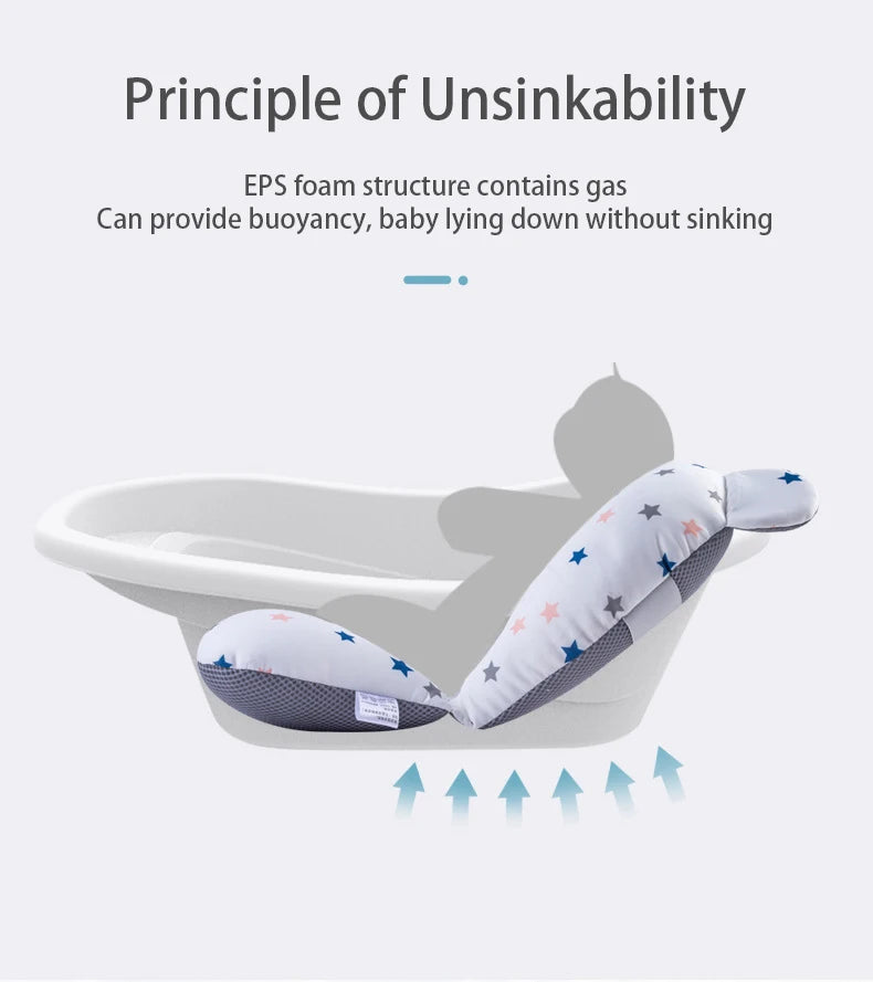 Baby Bath Support Pad Foldable Floating Seat Adjustable Newborn Bathing Cushion Infant Safety Net Hammock