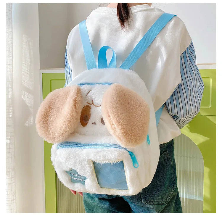 Cute Niche Backpack Girl School Student Sweet Girl Schoolbag Plush Puppy Cat Children's Backpack