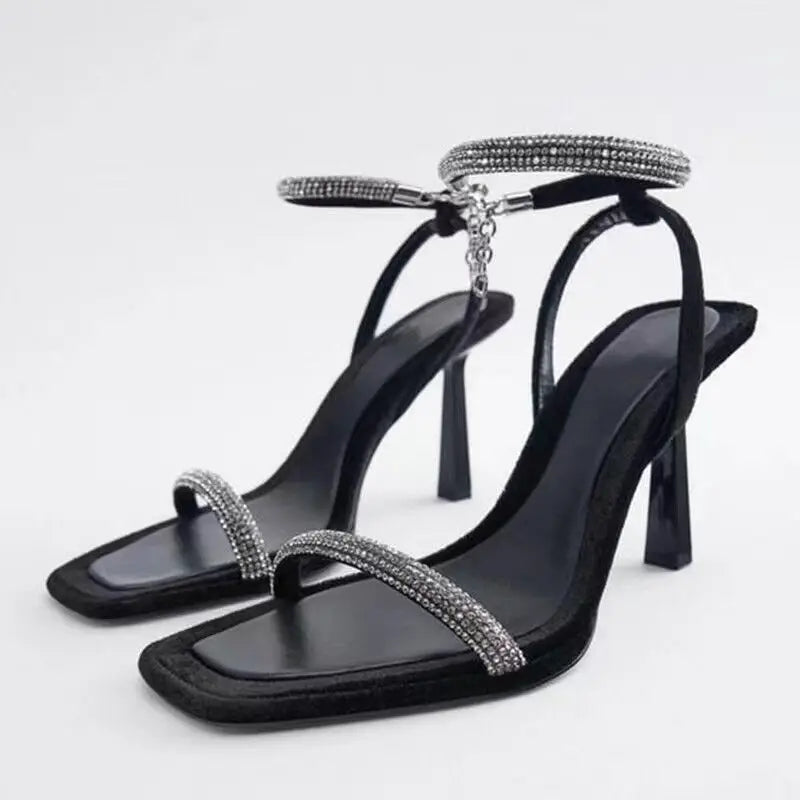 Women's Fashion Rhinestone Sandals Elegant Summer Bridal Shoes Open Toe 2025