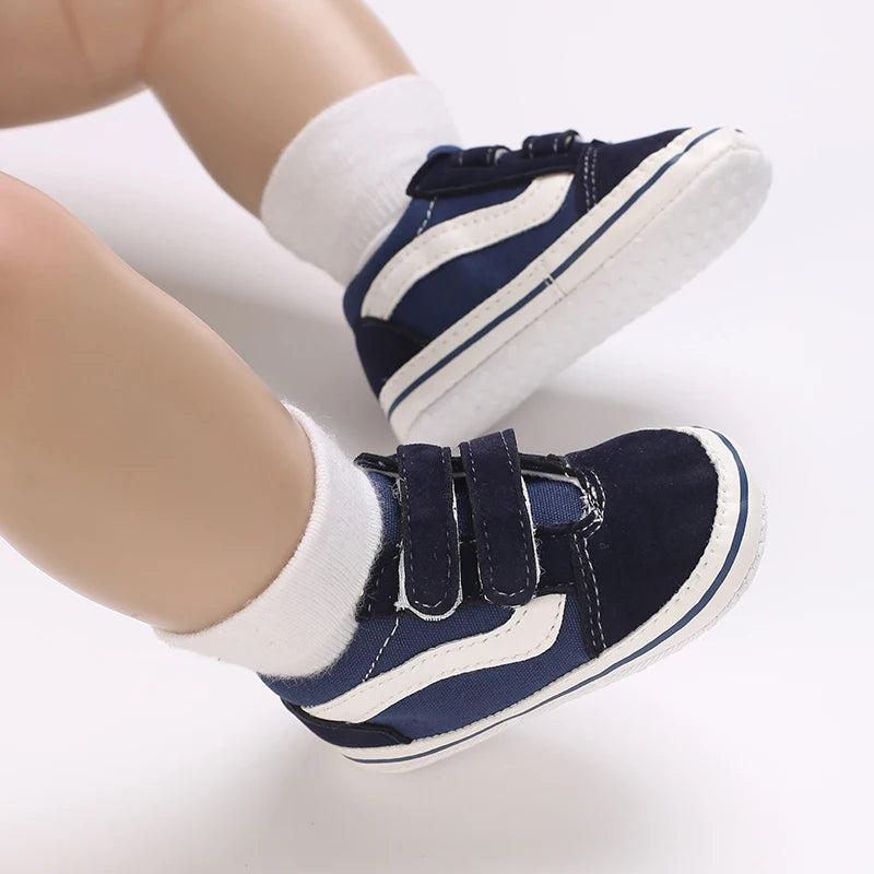 Fashion Spring and Autumn 0-1 Year Old Baby Shoes Boys and Girls Checkered Print Canvas soft sole newborn's first step in learni
