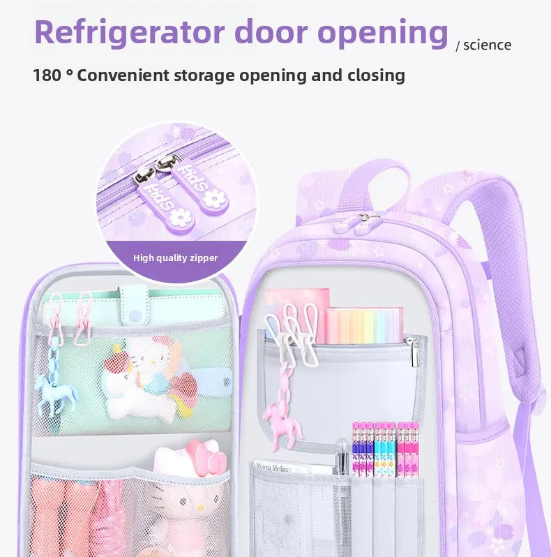 My Melody Kuromi Sanrios Backpack Student Bag Girl Cartoon Kawaii Anime Breathable Super Light Large Capacity Child School Bag