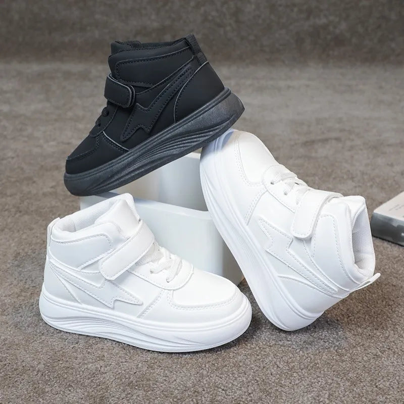 Children's Sneakers Autumn Winter Boys Sport Shoes Girls Warm Cotton Lined Casual Shoes White Student Shoes Teen Running Flats