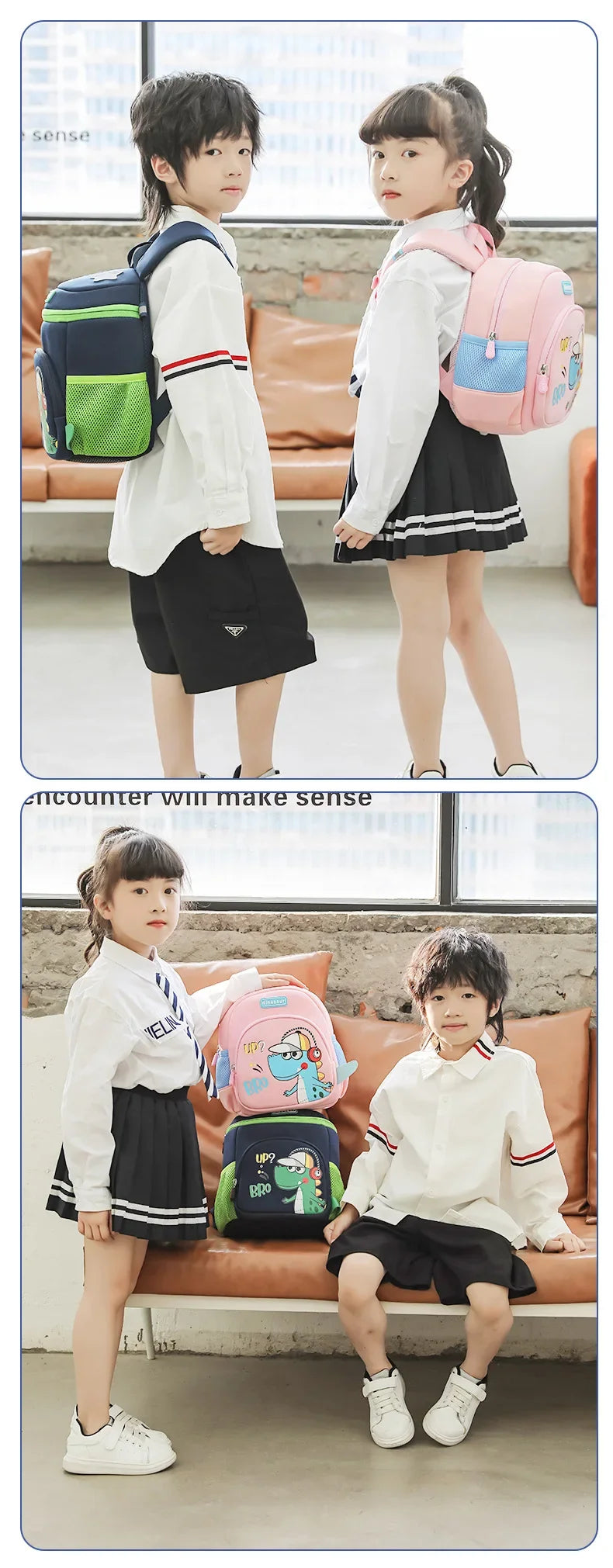 New Cartoon Dinosaur Kindergarten Backpack Spine Protection Lightweight School Bag for Primary School Children