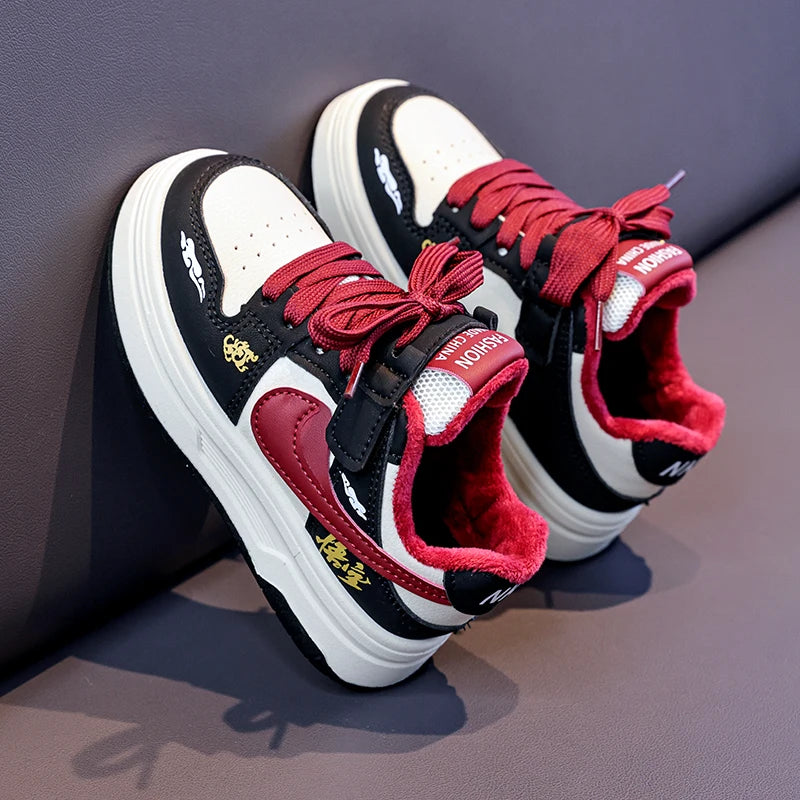 2026 Winter New Arrival Children's Fleece-Board Shoes for Boys and Girls - Soft Sole Anti-Slip Casual and Sports Footwear