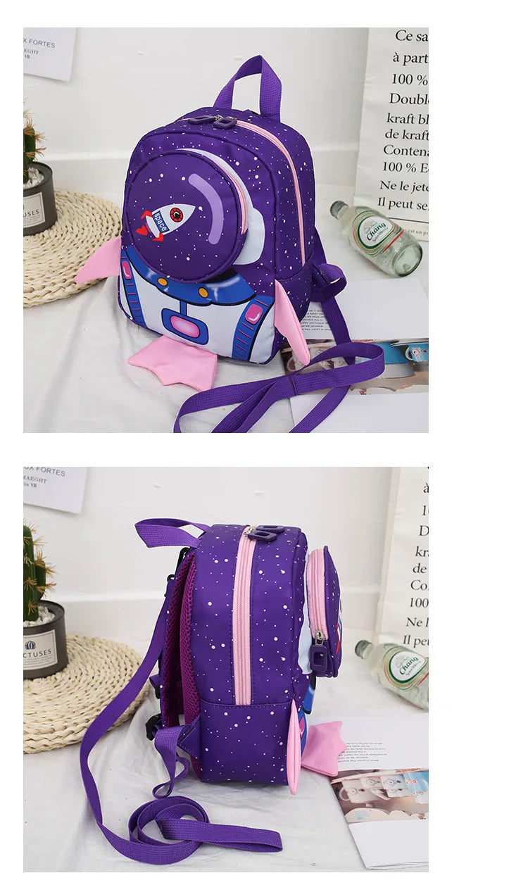 Kids Space Rocket Children's Backpack Traction Rope Anti-lost Lightweight Kindergarten Schoolbag Early Education Bag