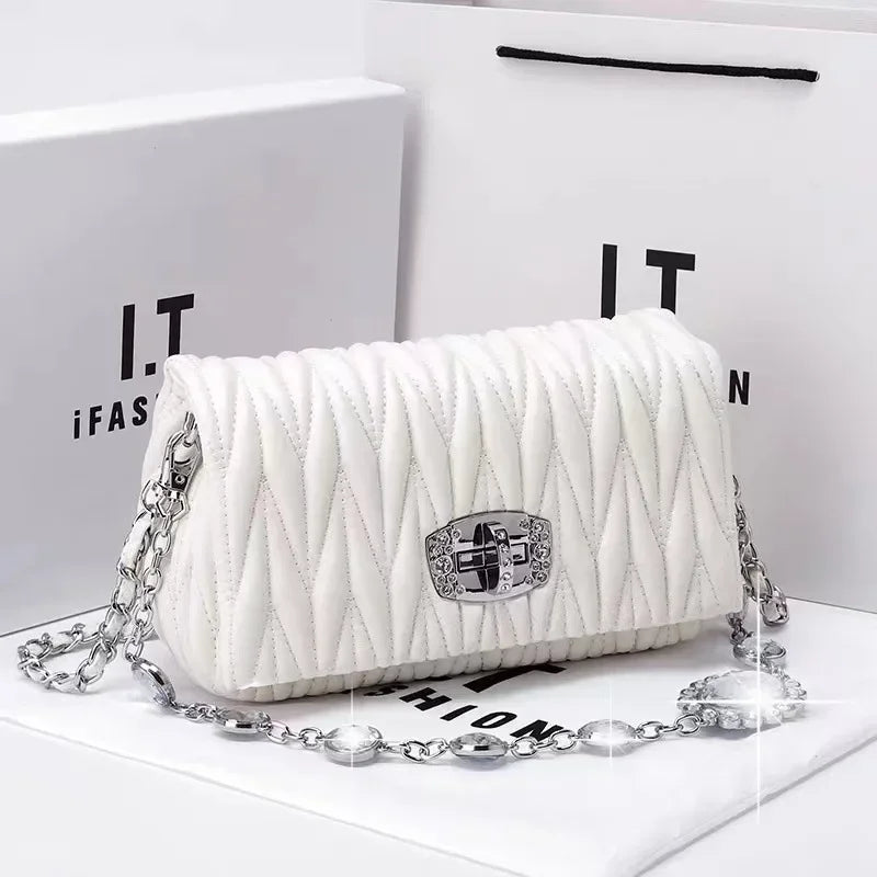 Women Bags Luxury Designer Purses and Handbags Rhinestone Chain Flap Crossbody Small Square Bag Casual Shoulder Messenger Bags