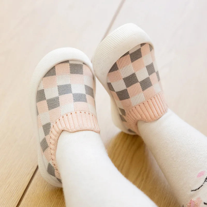 2025 New Arrival Slip-on Toddler Shoes Classic Plaid Baby First Walkers Boys Girls Spring Autumn Non-Slip Sneakers Sport Shoes