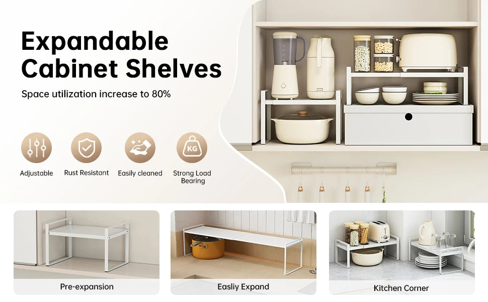 Kitchen Storage Rack under the Sink, Layered Shelf in the Cabinet, Countertop, Extendable Cabinet, Dish Storage Rack for Home Use