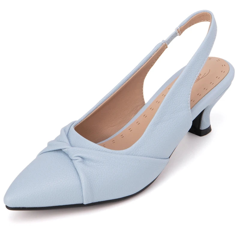 Summer Shoes For Women Sandals Point toe Short Heels Slingbacks Black White Wedding Party Dance Shoes Ladies Large Size 50 52