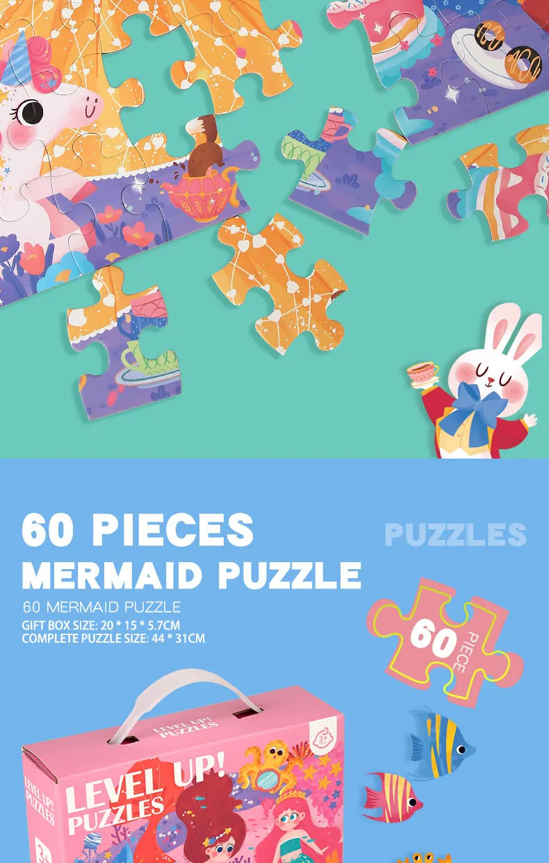 60-piece paper Custom Montessori Kids cartoon puzzle puzzle creative toy puzzle set for kids boys and girls