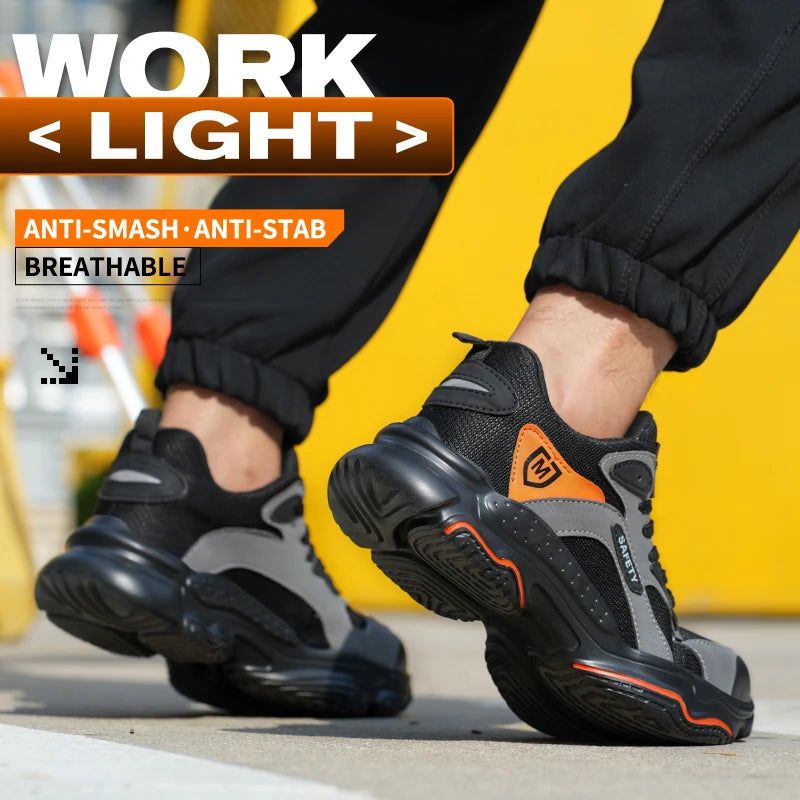 Safety Shoes Anti-smash Steel Toe Boots All-Season Casual Footwear Breathable Indestructible Shoes for Warehouse Logistics Work