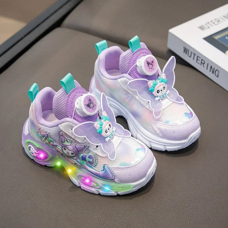summer/fall twirl button lighted casual shoes Sanrio hello kitty girl sneakers kuromi spring new lighted running shoes