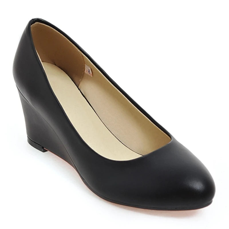 Classic Women's Wedge Heels Shoes Fashion Pink Black White Blue Wedges Party Wedding Office Shoes Ladies Dress Pumps Spring 2025