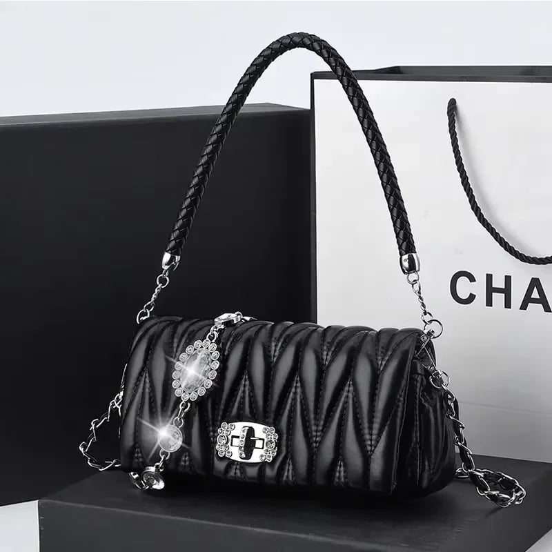 Women Bags Luxury Designer Purses and Handbags Rhinestone Chain Flap Crossbody Small Square Bag Casual Shoulder Messenger Bags