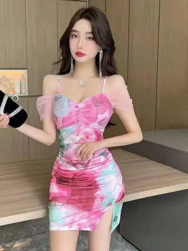 Pure Desire Strap Dress Elegant For Women New Summer Decoration Spicy Girl Style Printed Tight Skinny Nightclub Bag Dress OX1L