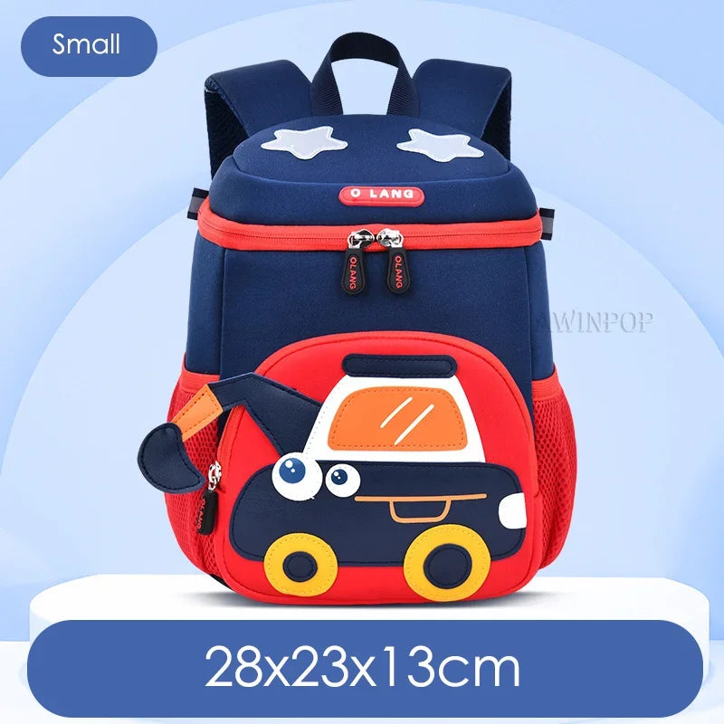 Cute Excavator School Bags for Boys Kids Cartoon School Backpack Breathable Waterproof Kindergarten Bag Mochila Infantil Kawaii