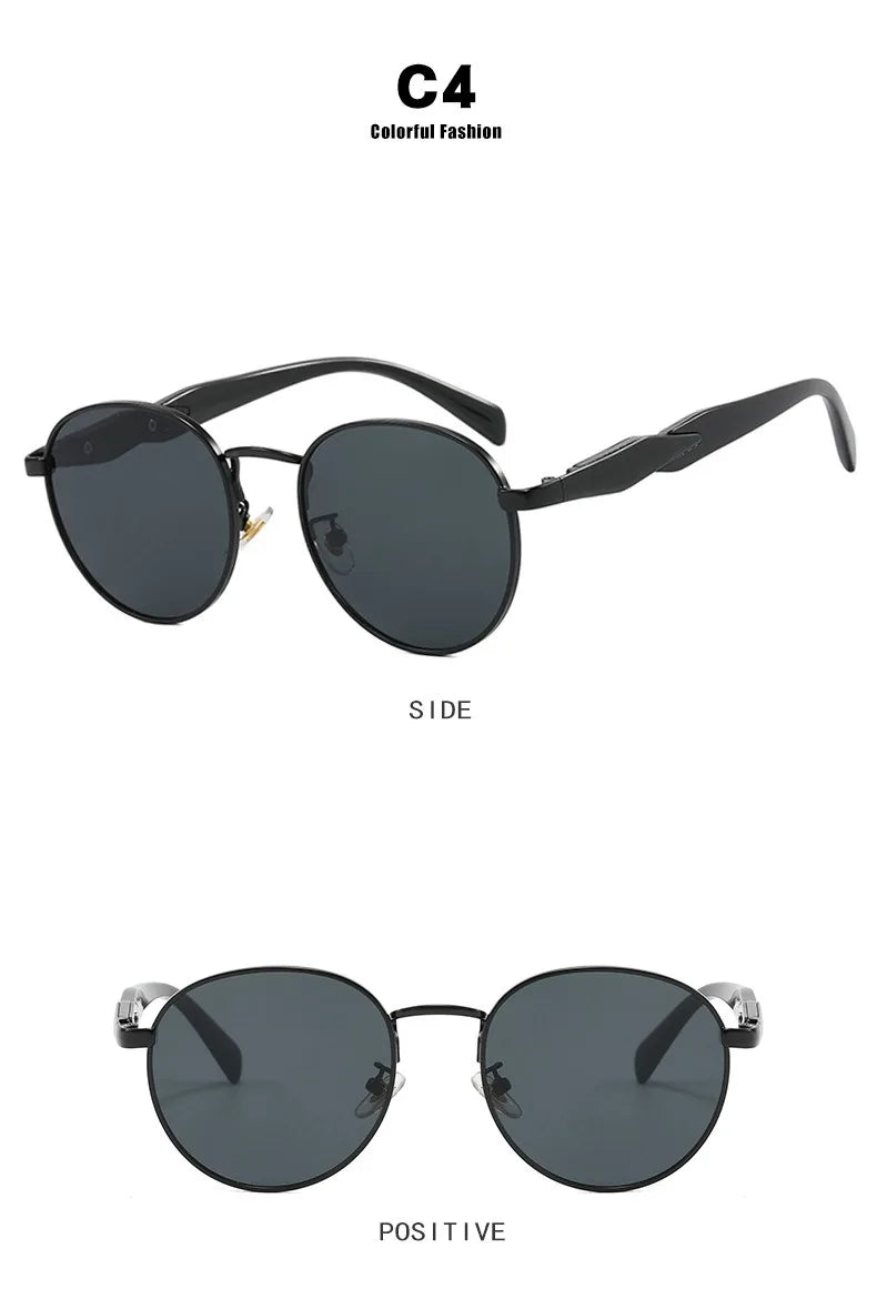 Vintage Round Metal Sunglasses Women New Fashion Retro Sun Glasses Female Brand Designer Ins Trendy Eyewear Male UV400