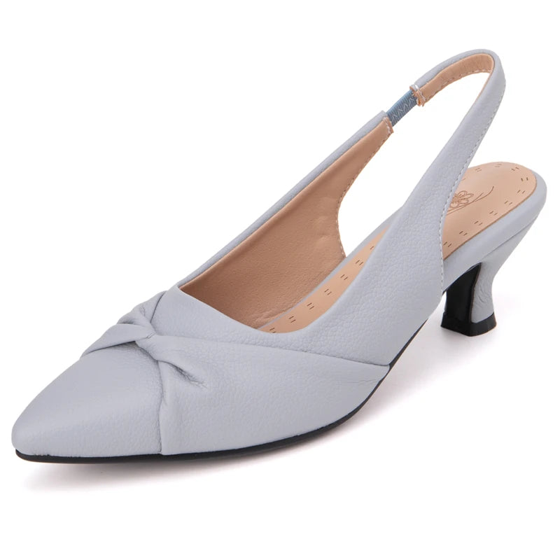 Summer Shoes For Women Sandals Point toe Short Heels Slingbacks Black White Wedding Party Dance Shoes Ladies Large Size 50 52