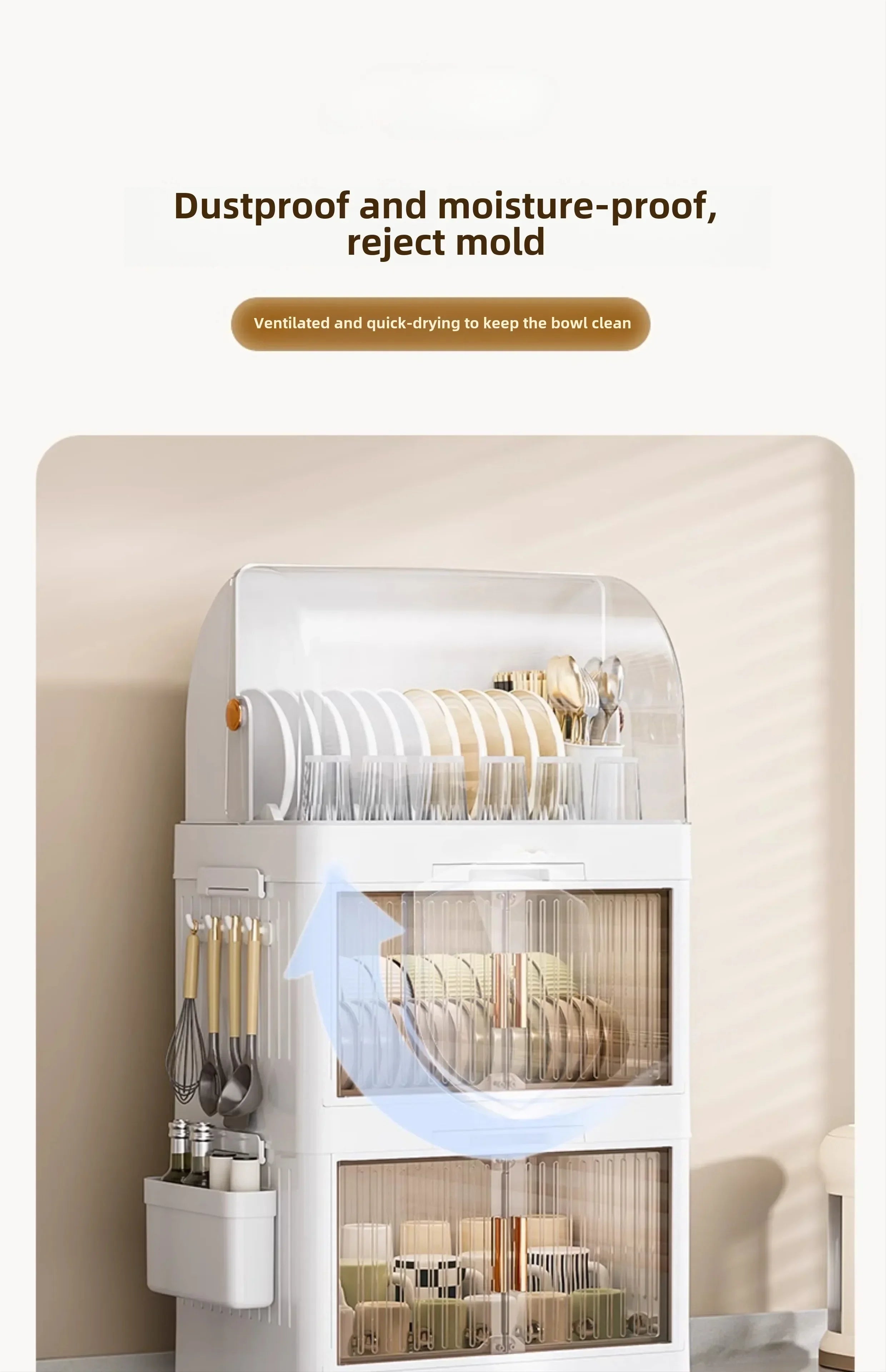 Kitchen Bowl Rack, Tableware Storage Box, Household with Lid, Tableware, Bowl Box, Dish Drain Rack, Plastic Cupboard