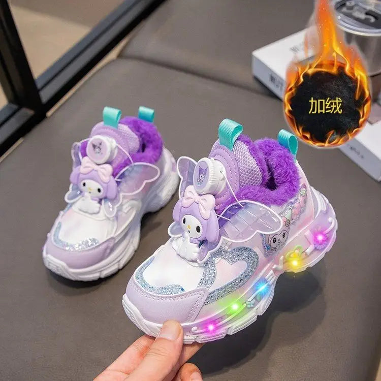 Sanrios Girls Sneakers My Melody Winter New Style Cotton Boots Cartoon Fashion Sports Casual Shoes Kawaii Cute Kids Cotton Shoes
