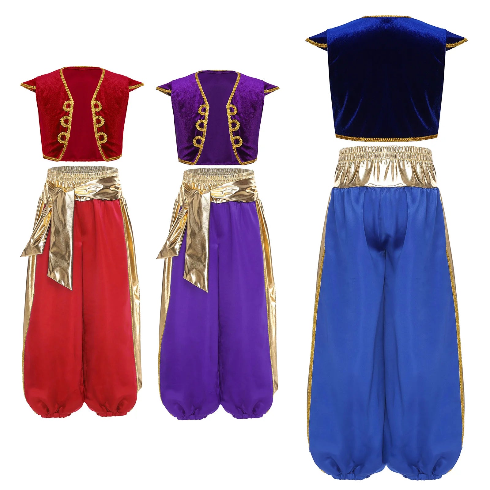 Boys Arabian Prince Costume Mythical Fairy Tale Set Performance Halloween Theme Party Outfit Fancy Dress Vests Bloomers