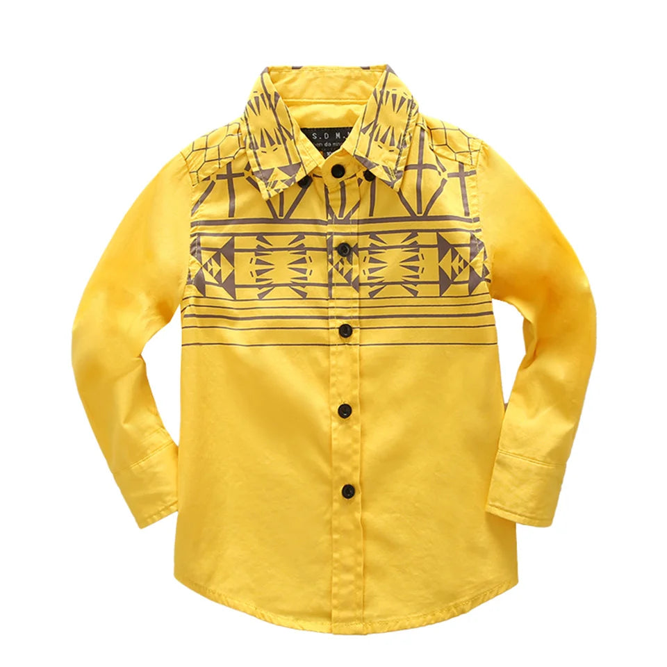 Boys Clothing Birthday party Kids shirt school uniform shirts Autumn Long Sleeve embroidery Little Horse pattern Children Tops