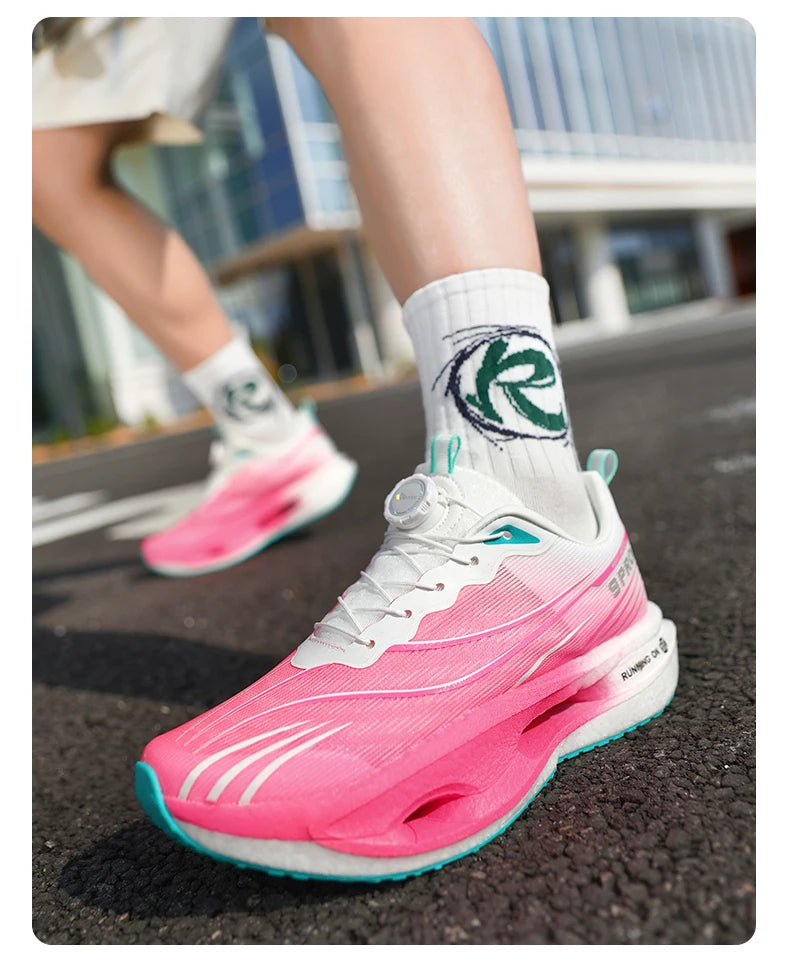 Men Running Shoes Carbon Plate Speciality Marathon Sports Breathable Lightweight Women's Comfortable Nonskid Leisure Sneakers